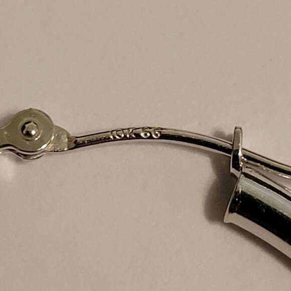 **SOLD**10k Solid White Gold Round Hoop Earrings Lever Backs ≈1 1/2", 2mm,≈1.58g - Picture 3 of 6